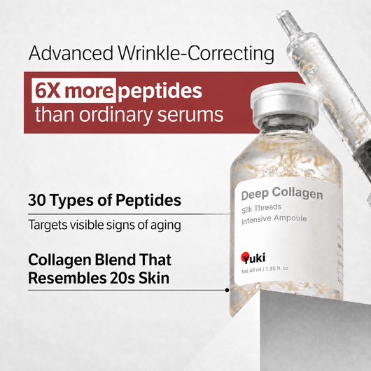 Yuki Deep Collagen Silk Threads Intensive Ampoule bottle and syringe